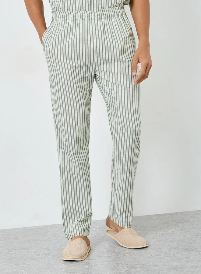 Styli  Men Striped Woven Shirt and Pyjama Set for Men | Best Price UAE